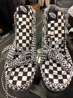 Vans Kids Black/White Checkerboard High-Top Sneakers